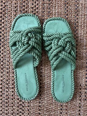 Kelsi Dagger Sage Green Braided Rope Slide Sandals